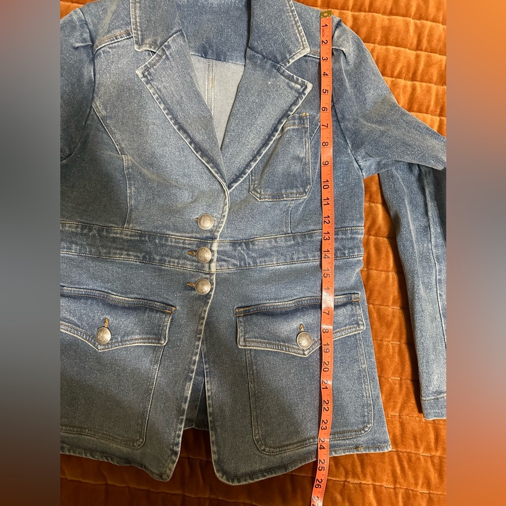 Elie Tahari Denim Jacket Blazer Womens Size 10 - Picture 12 of 14
